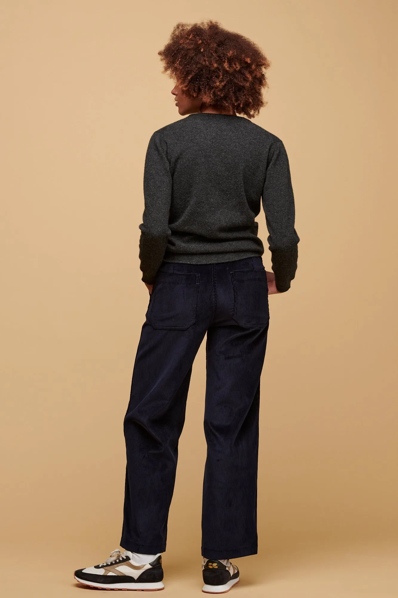Women's Corduroy Work Trousers - Navy Stylish Comfort