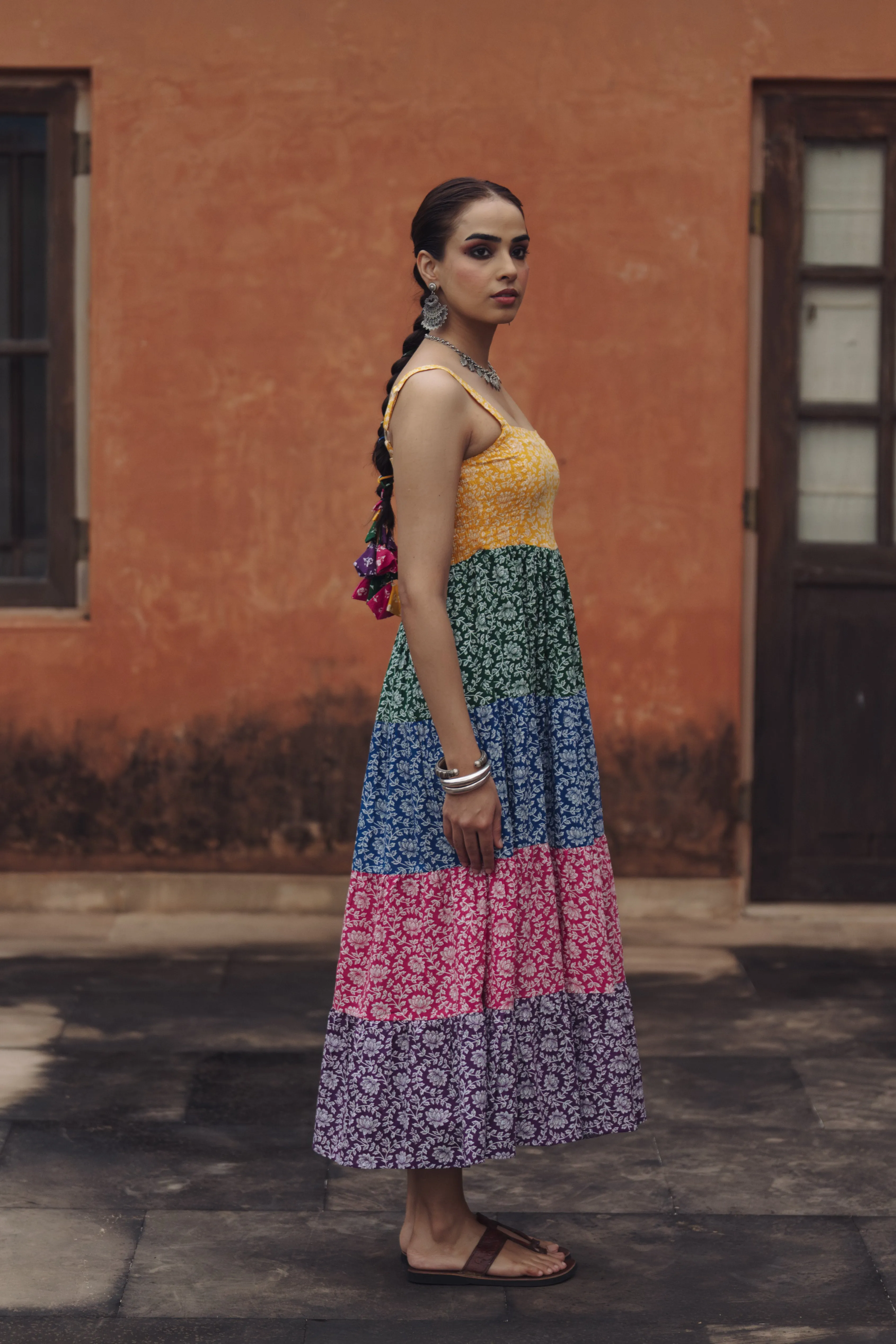 Women's Cotton Tiered Dress Flowing Layers