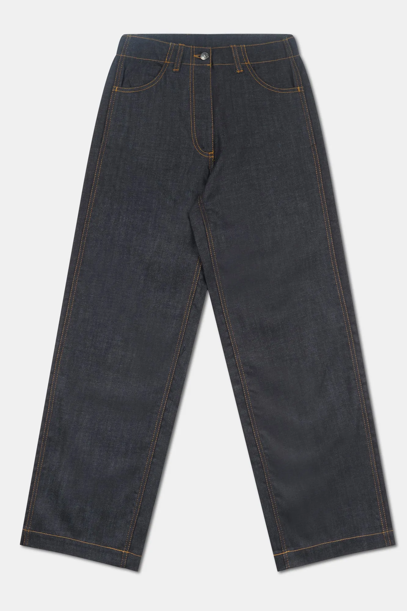 wrinkle free Womens Lightweight Work Wide Straight Jean- Indigo