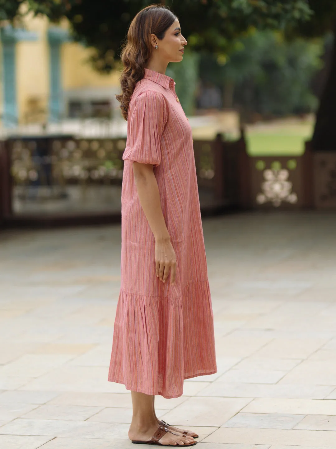 Women's Pink Cotton Button down Shirt Neat Finish Casual Motion