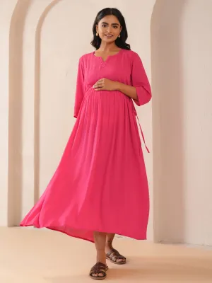 Water-resistant Women's Pink Maternity Dress