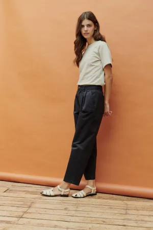 Women's Pleated Trousers- Navy slim fit Smart Fit