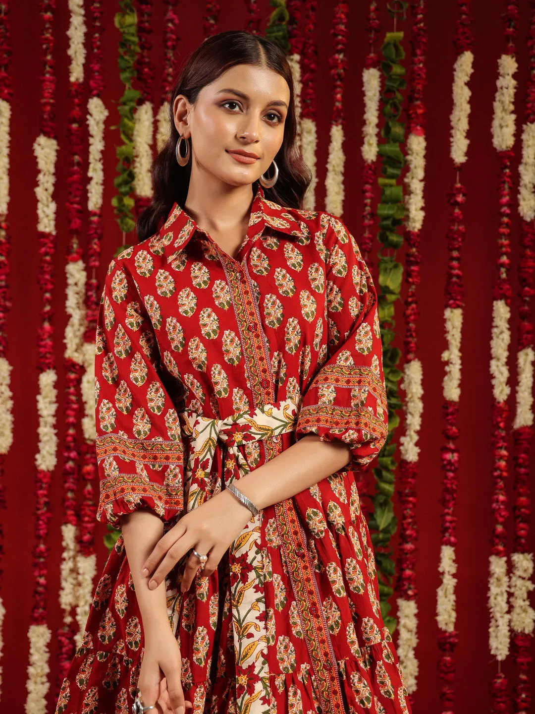 Cut-Out-Detail Back-Zip Women's Red fit and flare dress