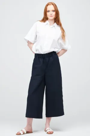 Women's Short PJ Trousers - Navy Linen No Fuss