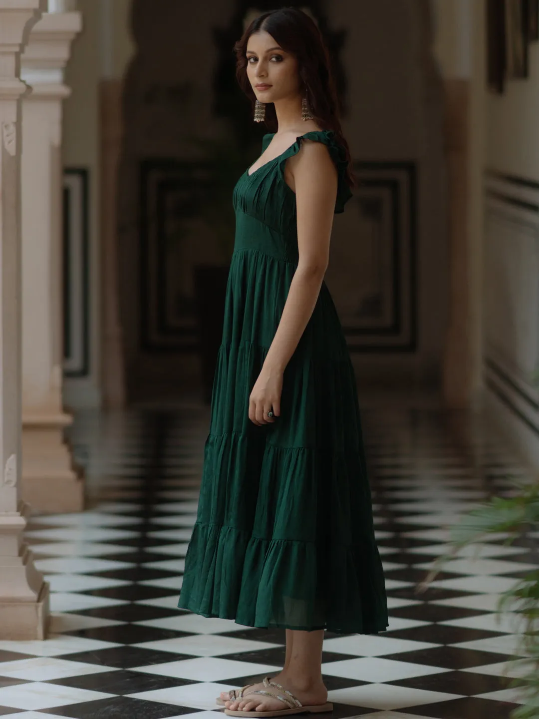 Calm Fit Neat Finish Women's Solid Fit and Flare Dress