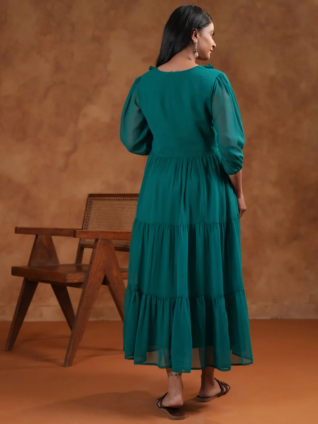 Dress-Up Style Effortless Mood Women's Teal Maternity Dress