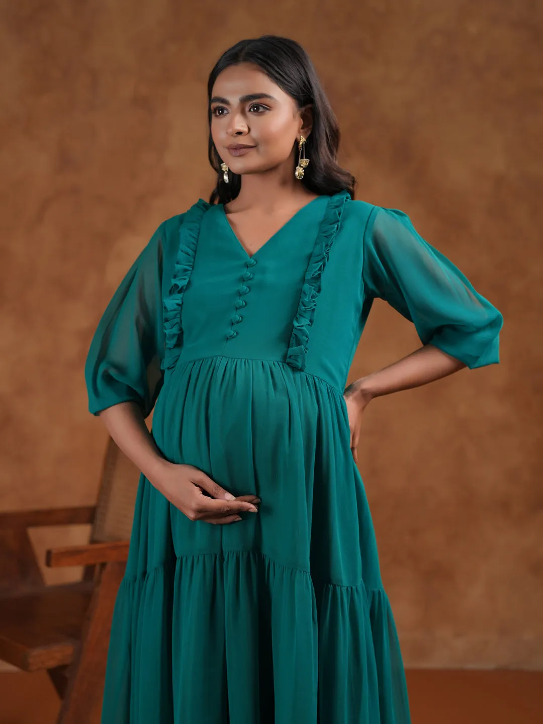 Women's Teal Maternity Dress Kind Glow