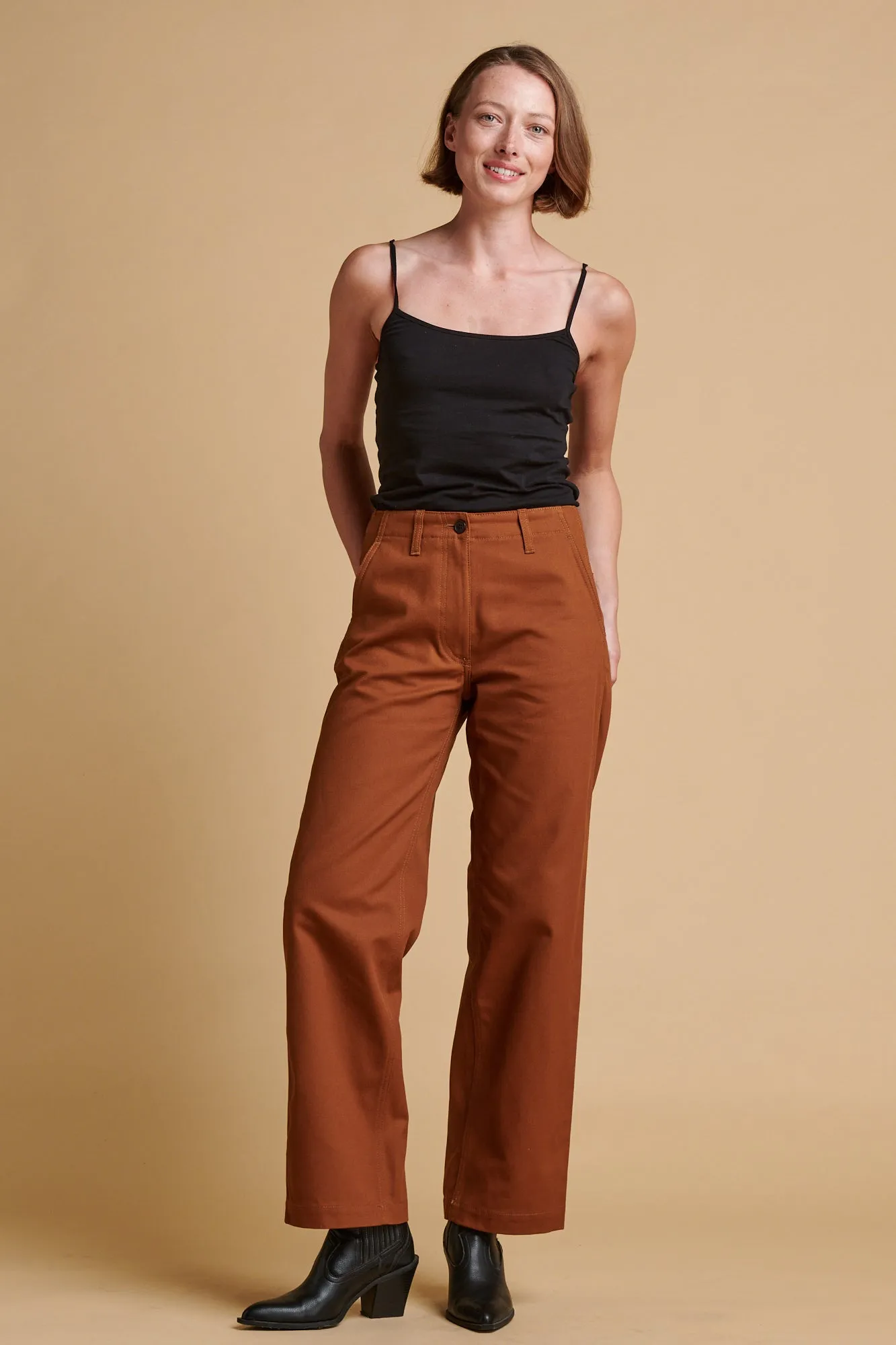 Women's Twill Work Trousers - Tan Practical Comfort