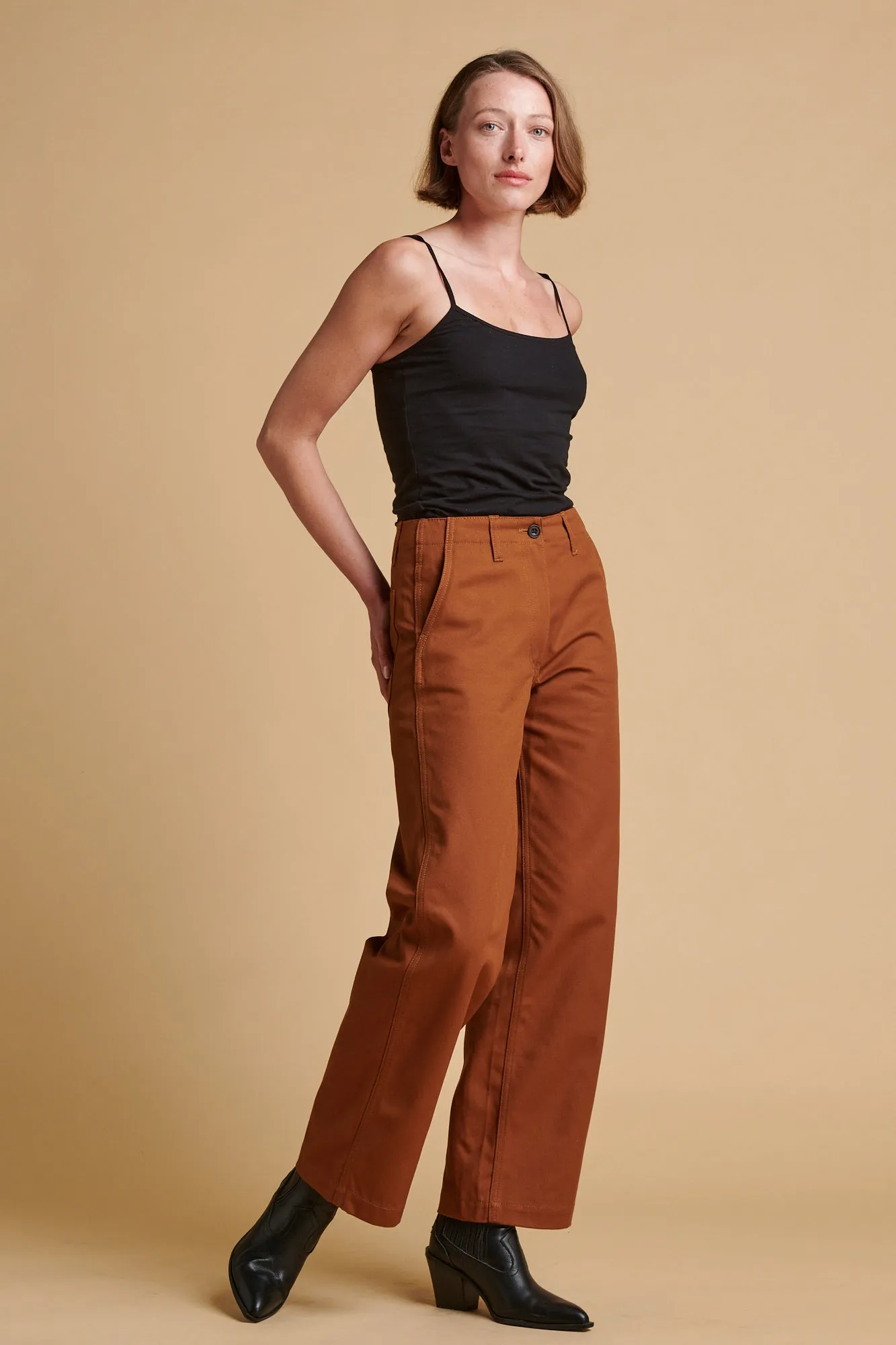 Women's Twill Work Trousers - Tan Casual Layer Fit