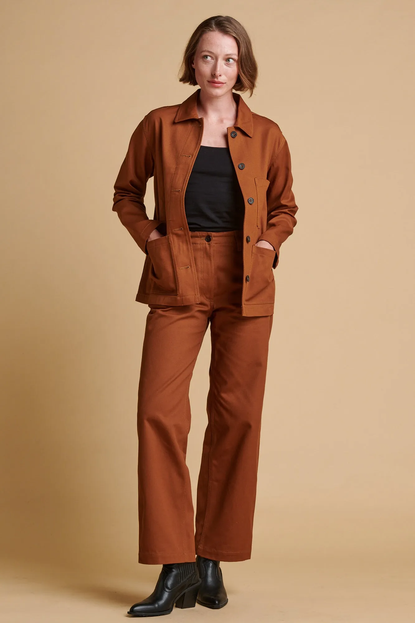 Women's Twill Work Trousers - Tan Fit Control