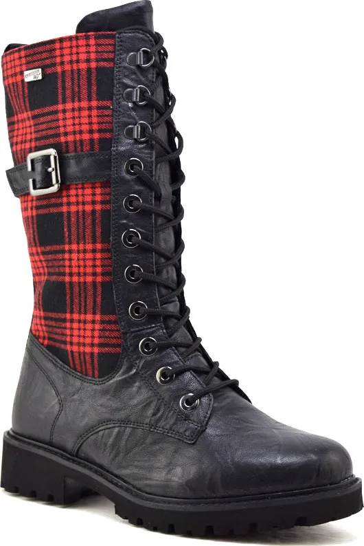 REMONTE D8674-02  Red Tartan Combat Boots Wind Block Surf Mode
