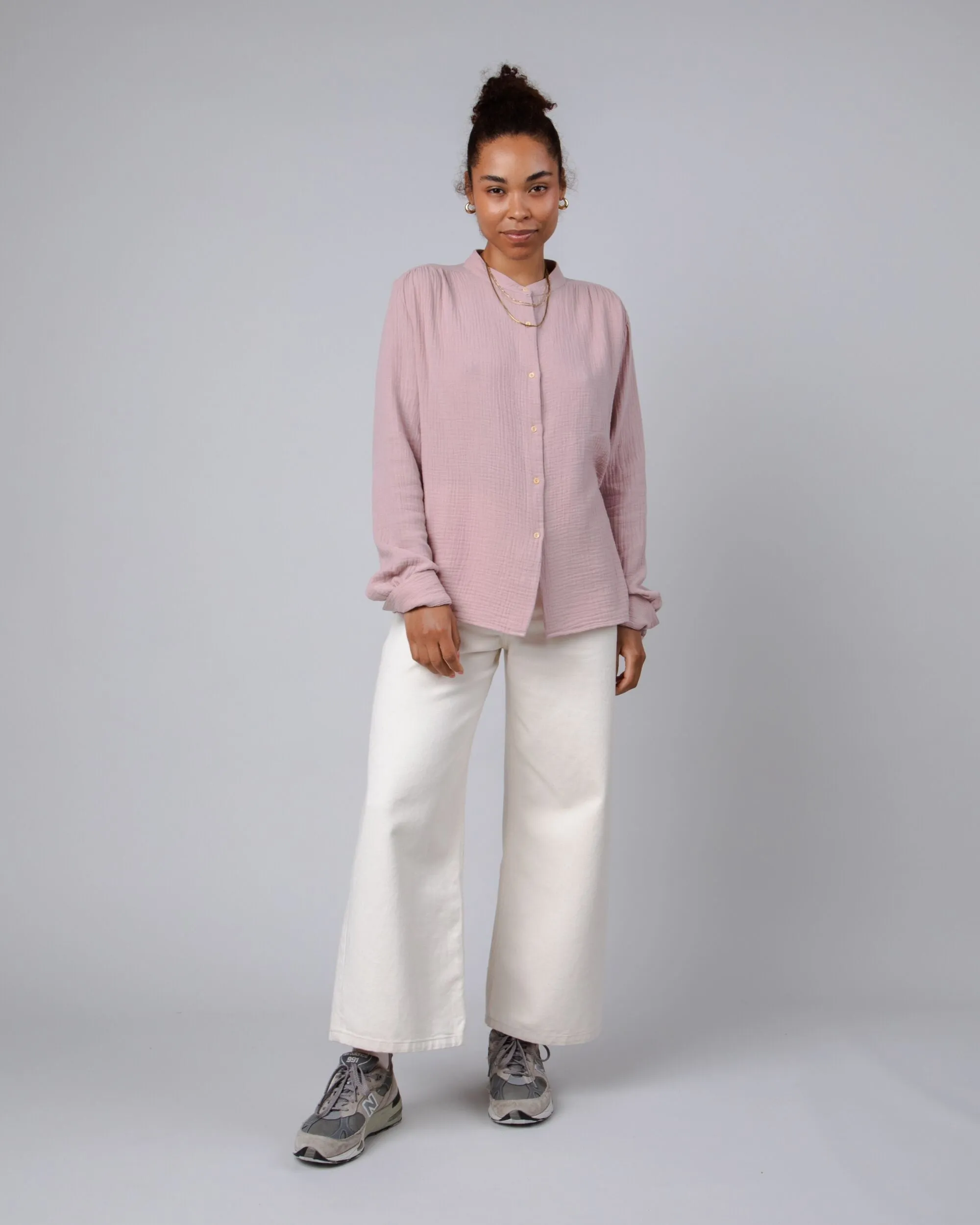 Bubble Mao Blouse Rose Low Environmental Impact Effortless Style