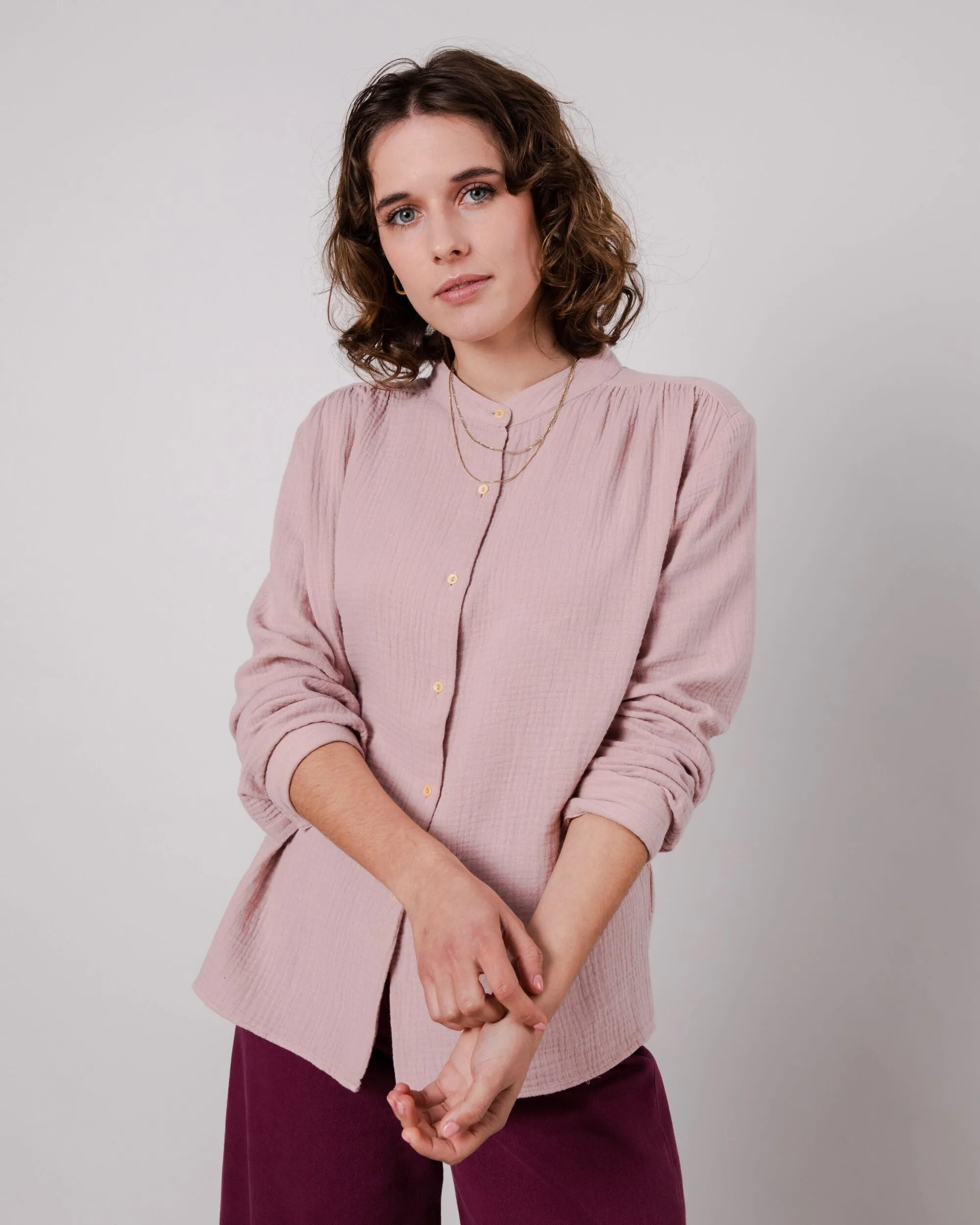 Bubble Mao Blouse Rose Non Fading Material Chilly Style