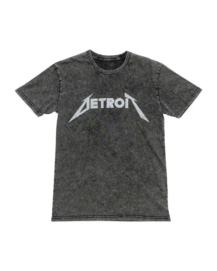 FadeResistant Coating Ink Detroit Metal Mineral Wash T-Shirt - Black