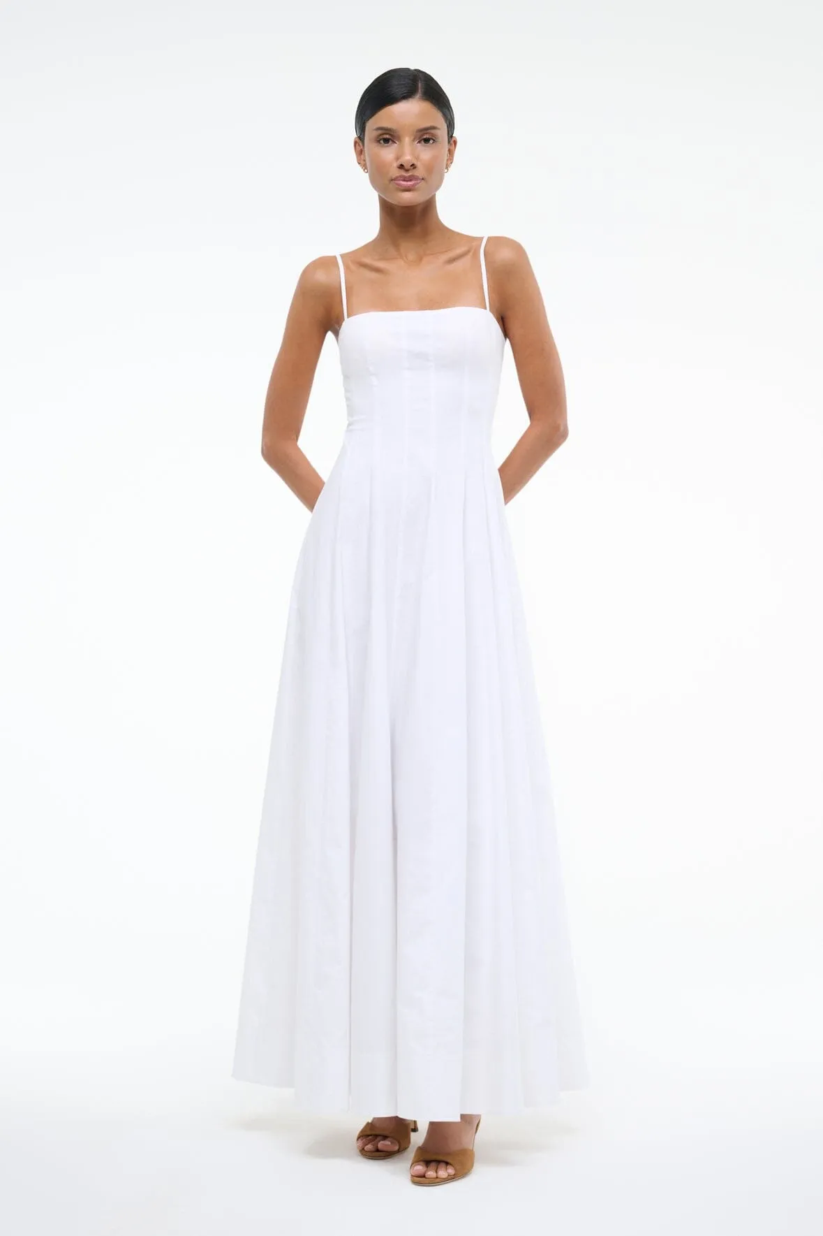 WYLIE MAXI DRESS | WHITE Textured Layers Casual Silhouette