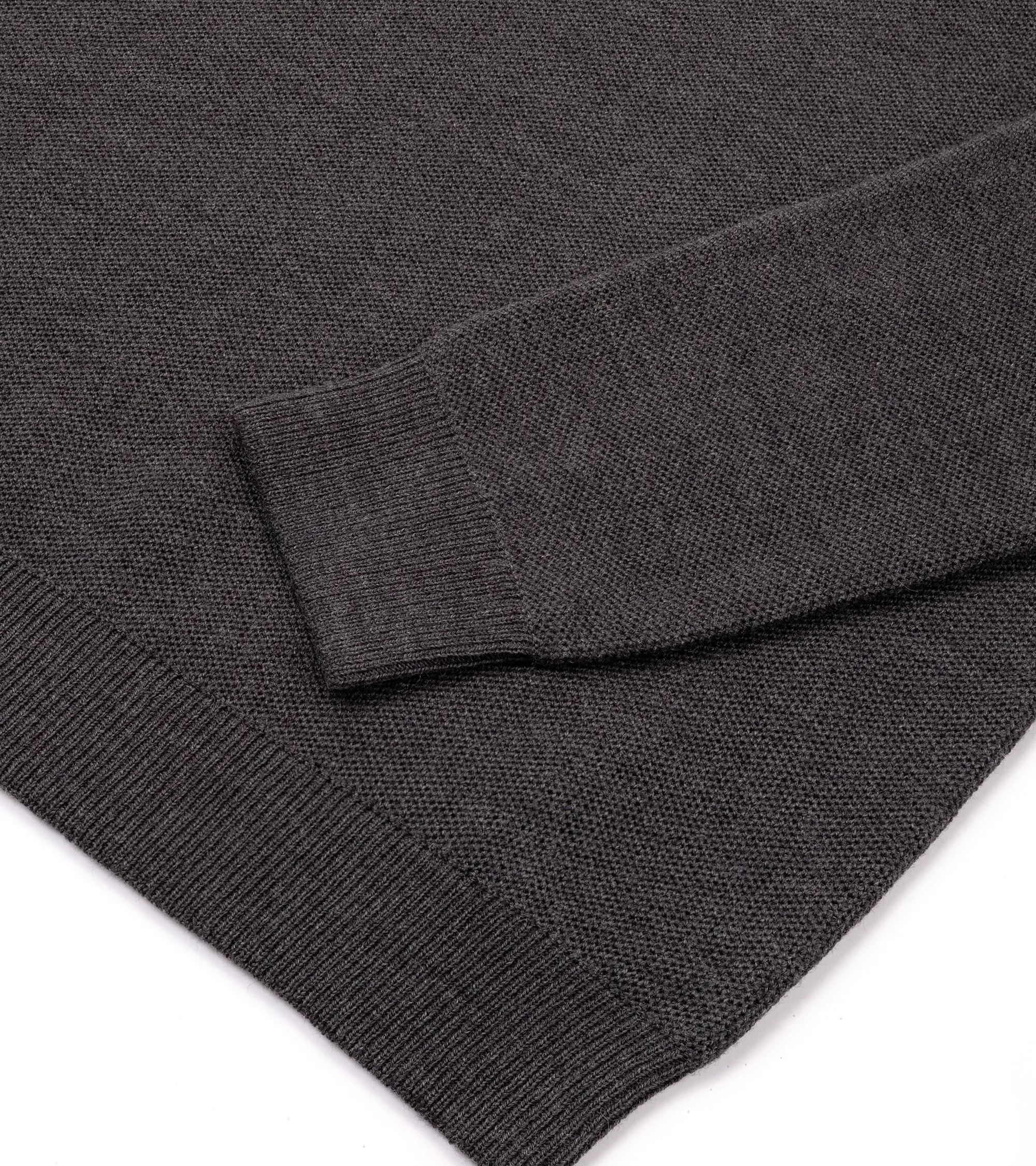 Zanone Wool Honeycomb Crew Neck Sweater: Grey Fine Weave