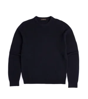 FlexibleCuff Zanone Wool Honeycomb Crew Neck Sweater: Navy