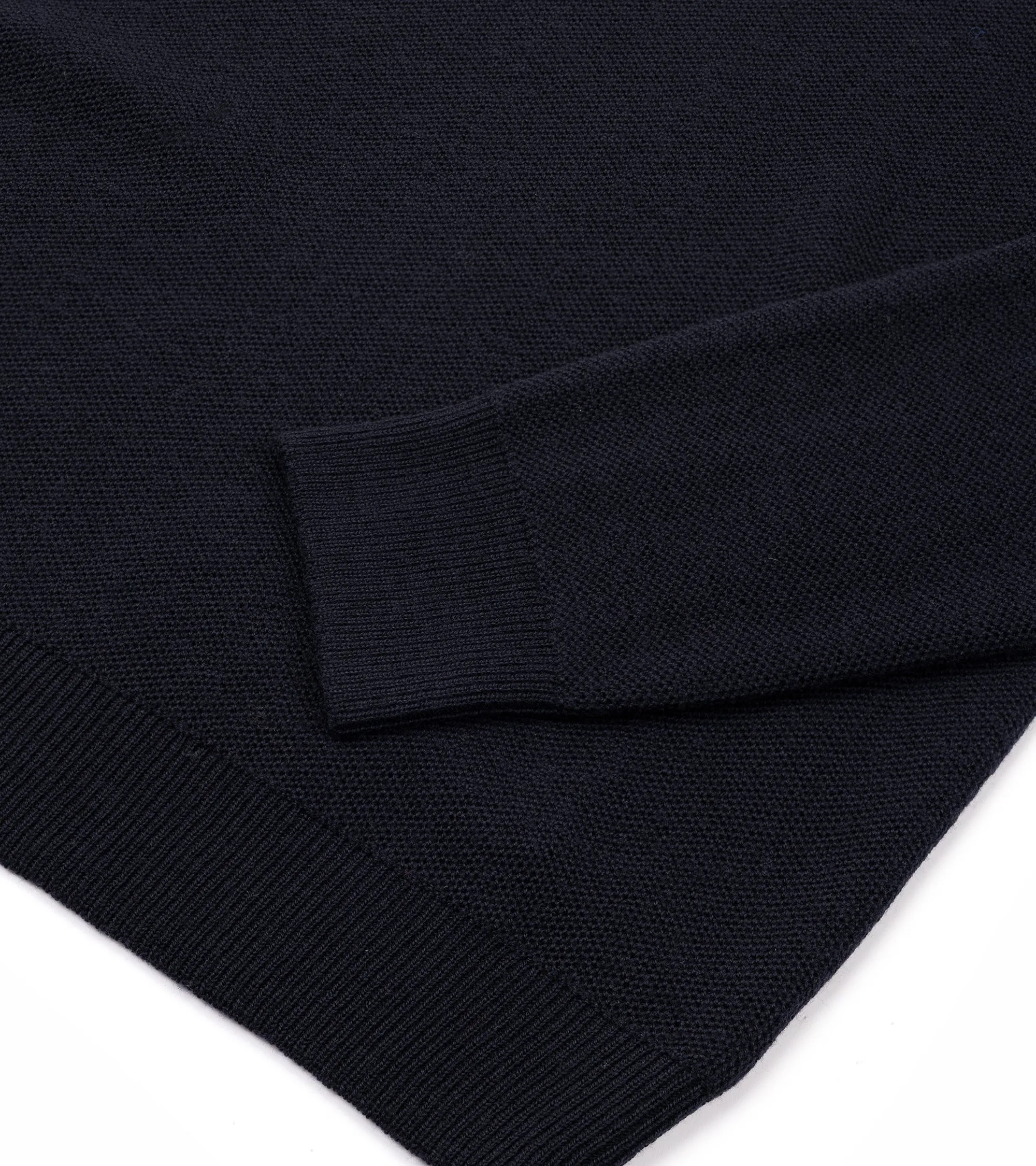Warm Gloves Zanone Wool Honeycomb Crew Neck Sweater: Navy